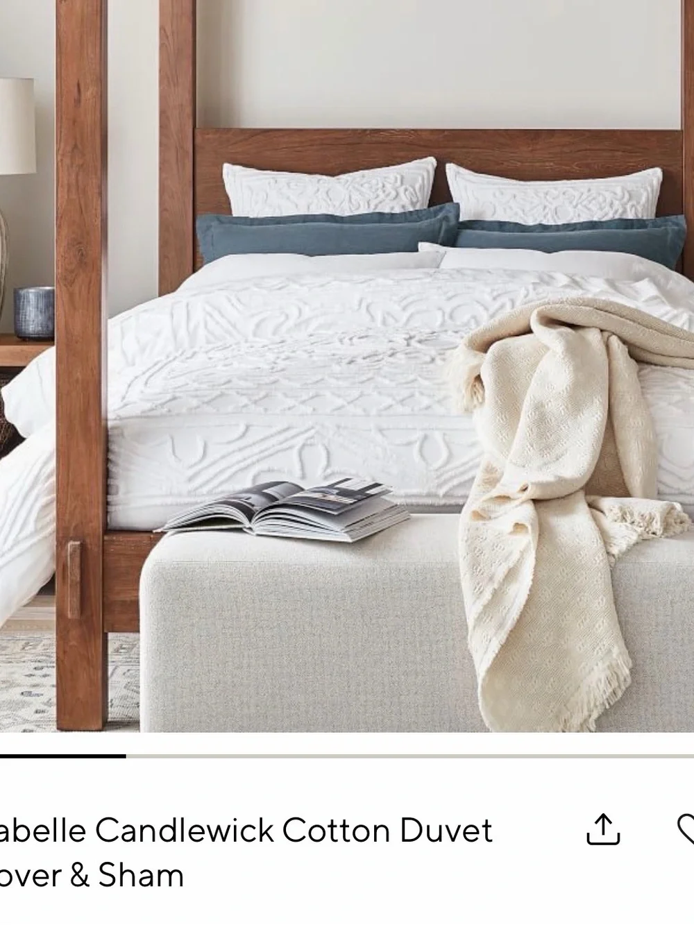 Isabelle Candlewick Cotton Duvet Cover (sham not included) in White